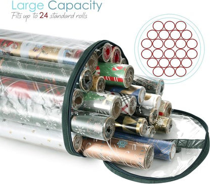 Hearth & Harbor Wrapping Paper Storage Container - Tear-Proof Organizer Holds Up to 14 Rolls | Clear Design
