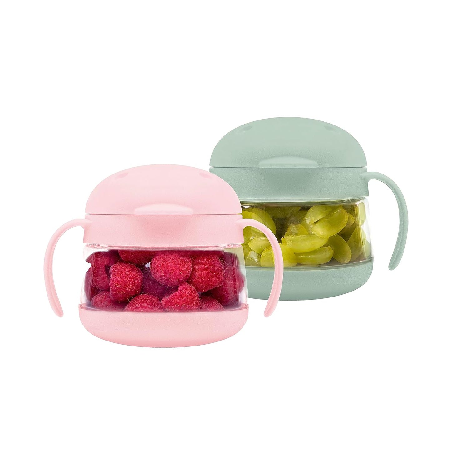 Ubbi No Spill Snack Container - BPA-Free Tritan for Kids | Toddler Snack Holder in Sage & Pink