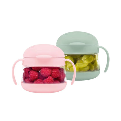 Ubbi No Spill Snack Container - BPA-Free Tritan for Kids | Toddler Snack Holder in Sage & Pink