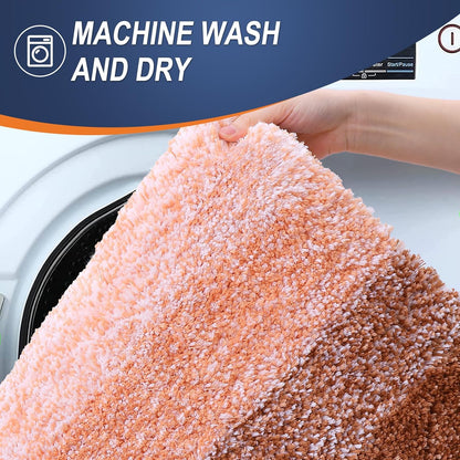OLANLY Bath Rugs Mat - Extra Soft Microfiber, Quick Dry, Machine Washable | 24x16 Inches, Orange