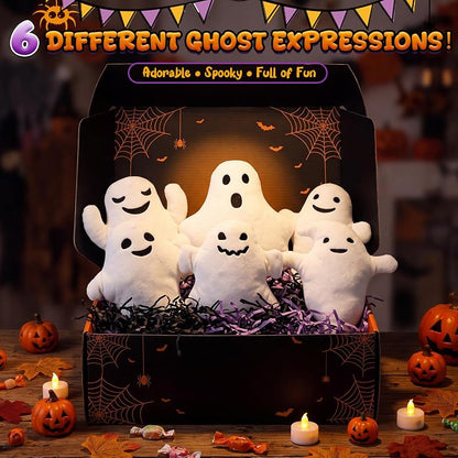 9-Inch Ghost Plush Toy Set - 6 Pack Halloween Decorative Stuffed Animals