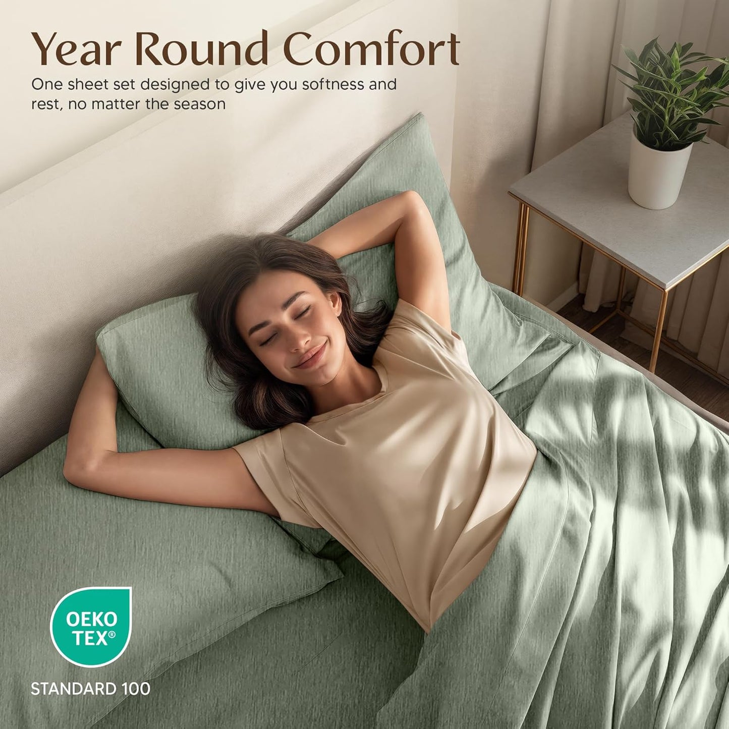 Utopia Bedding California King Sheet Set - Soft, Breathable Microfiber, 4-Piece in Heather Sage