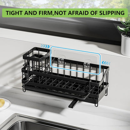 Skiennix Kitchen Sink Caddy Organizer - Rustproof Sponge Holder & Brush Storage | Multi-Functional Soap Dispenser