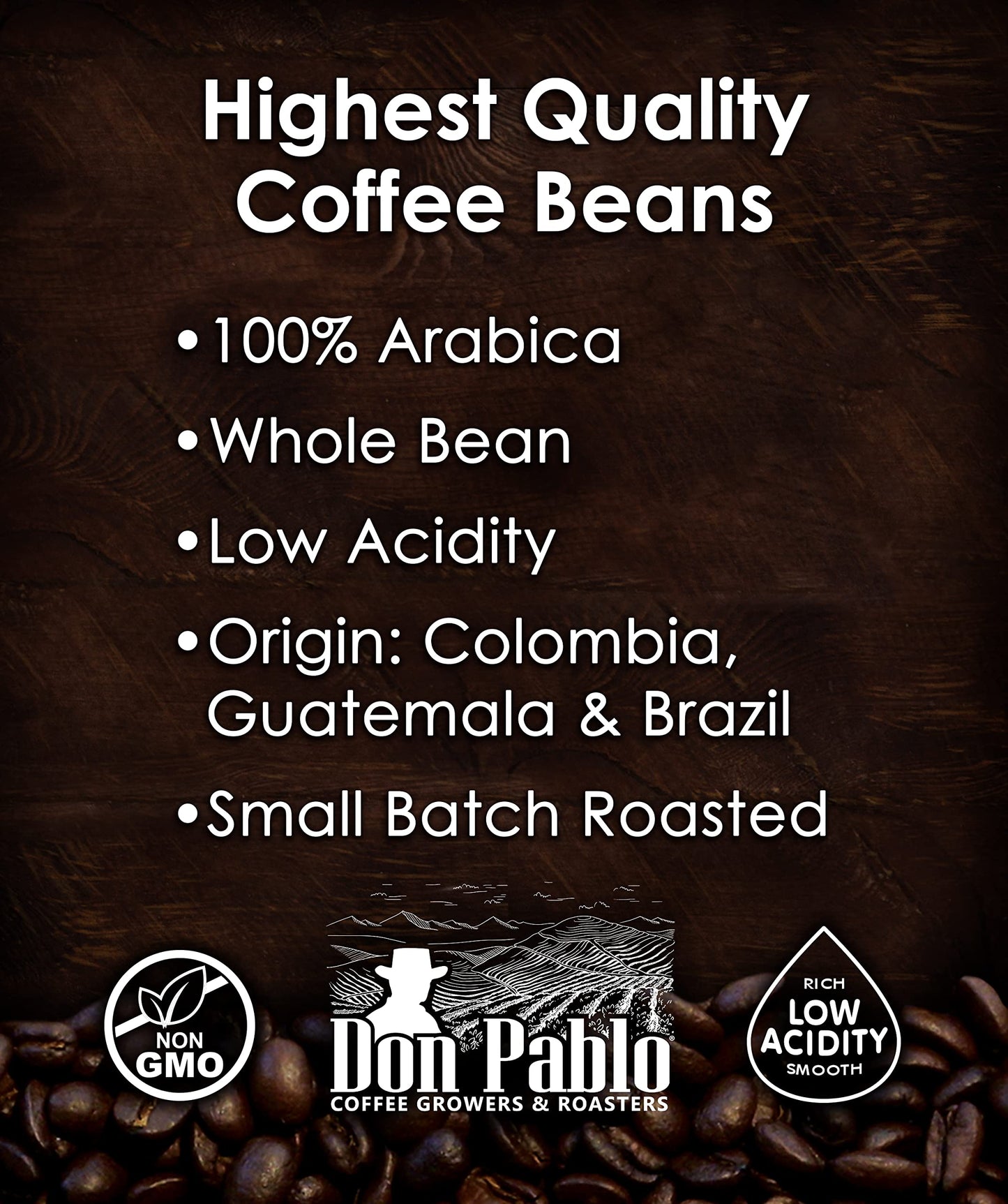 Cafe Don Pablo Gourmet Coffee Classic Italian Espresso Medium Dark Roast Whole Bean Coffee 2 LB