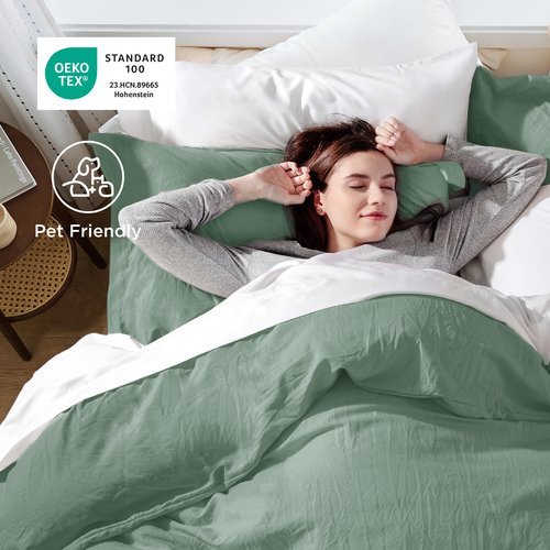 Bedsure Sage Green Duvet Cover Twin/Twin XL Size - 2 Pieces Prewashed Polyester Extra Soft Bedding Set, Includes 1 Twin Duvet Cover 68''x90'' with Zipper Closure & 1 Pillow Sham, No Comforter