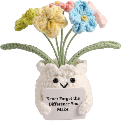 YOOJEE Forget-Me-Not Crochet Flower Potted Plant Gift