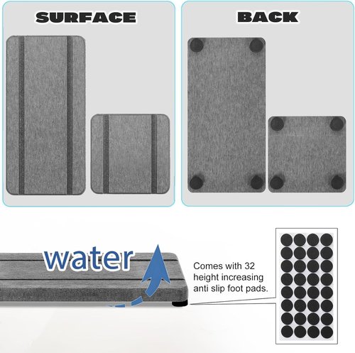 4PCS Skiennix Stone Drying Trays - Water Absorbing Diatomaceous Earth Soap Dish & Coaster Set