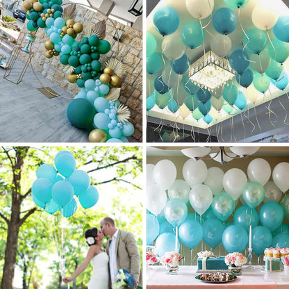 PartyWoo Teal Balloon Arch Kit - 100pcs in 5, 10, 12 Inch Sizes for Baby Showers & Birthday Parties