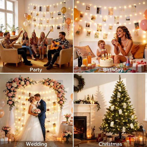 JMEXSUSS Fairy Lights - 33Ft 100LED Photo Clips String Light with Timer | Ideal for Bedroom & Party Decor