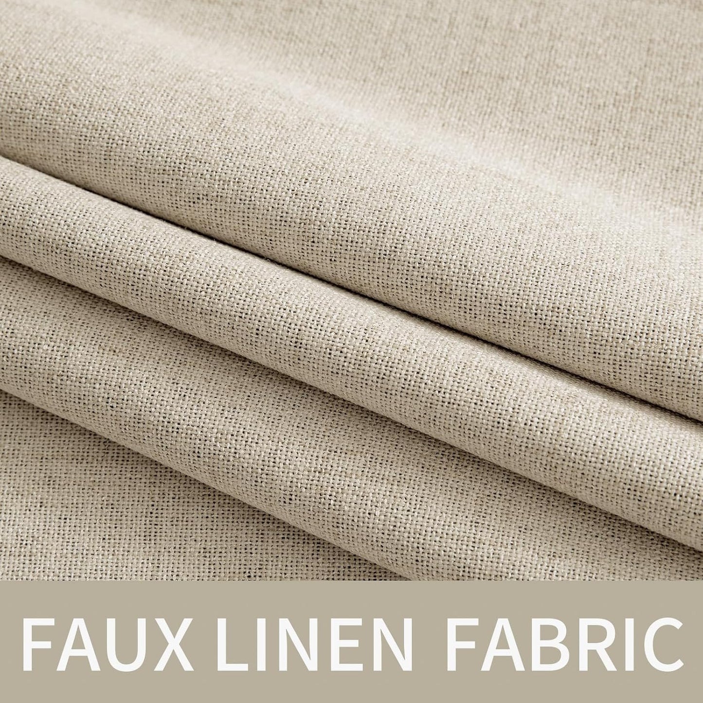 MIULEE 100% Blackout Linen Curtains - Thermal Insulated Room Darkening Drapes | 52 x 108 Inch (2 Panels)