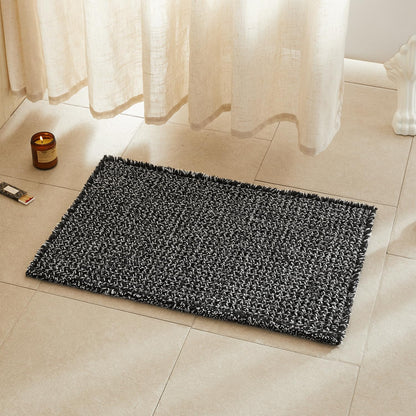 TYUU Black and White Bathroom Rugs, Waffle Bath Mat Non Slip Washable Super Absorbent Quick Dry Boho Farmhouse Bathroom Decor, 30"x20" Black and White