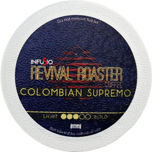 96-count Colombian Supremo, (Dark Roast Coffee) Single Serve Coffee Pods for Keurig K Cup® Brewers – InfuSio Revival Roaster Gourmet Roasted Coffee (Colombian Supremo, Compatible with 2.0)……