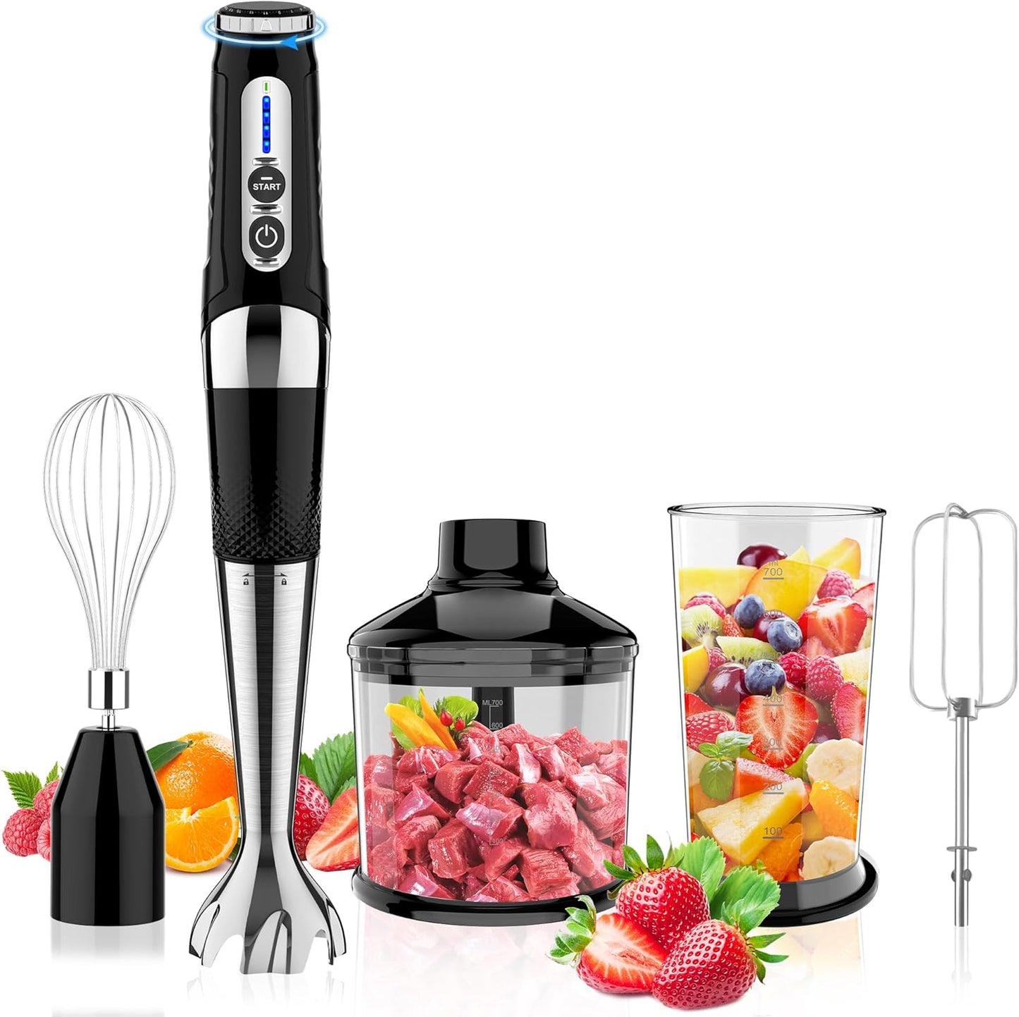 Toogel Cordless Immersion Blender - 4-in-1 Electric Hand Blender with 21-Speed & USB Rechargeable | BPA-Free, Dishwasher Safe (Black)
