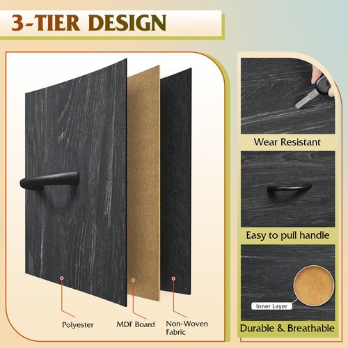 WLIVE Dresser for Bedroom with 5 Drawers, Wide Dressers with Drawer Organizers, Chest of Drawers, Fabric Dresser for Living Room, Closet, Hallway, Charcoal Black Wood Grain Print