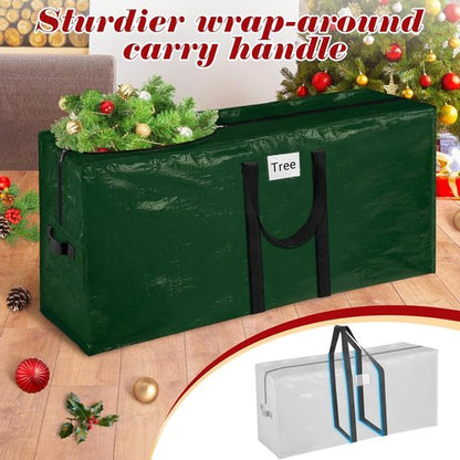 BlessedSeason Christmas Tree Storage Bag - 7.5 Ft Waterproof Design with 2 Large Tinsel Garland Bags, Green