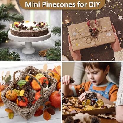 Natural Mini Pine Cones Christmas Ornaments - 40 Pcs Rustic Hanging Decorations for Tree, Table, and Wreath