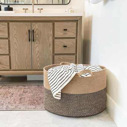 Goodpick Extra Large Wicker Storage Basket - 83L Round Blanket & Laundry Hamper | 21.7 x 13.8 Inches