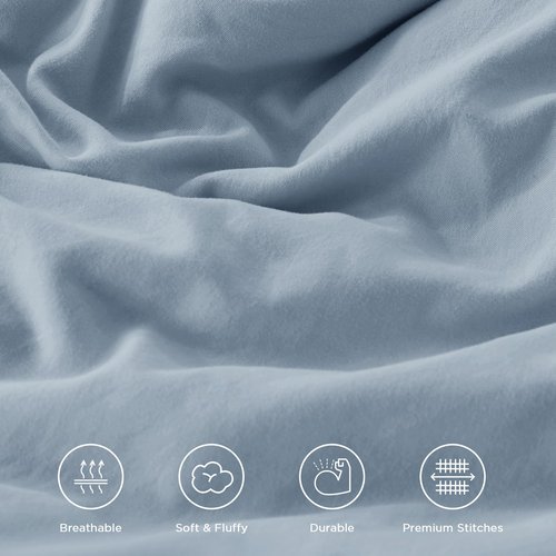 Andency Grayish Blue Full Size Comforter Set, 3 Pieces Lightweight Fluffy Shabby Chic Ruffle Bedding Comforter Sets, All Season Soft Microfiber Bed Set for Kids, Boys, Men(79x90Inch)