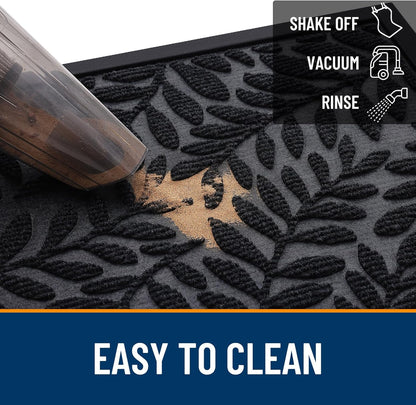 OLANLY Indoor Outdoor Door Mat - Waterproof All-Weather Doormat, 29.5x17, Sturdy Rubber, Easy Clean, Black