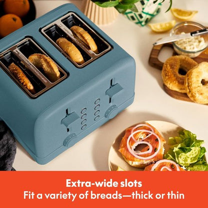 Bella 4 Slice Toaster - 6 Shade Settings, Reheat & Cancel Functions, Removable Crumb Tray, 900 Watt | Surf Color