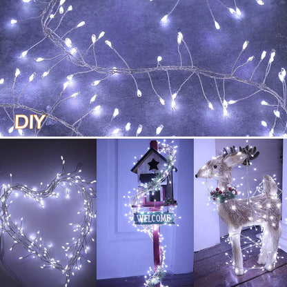 Skiennix Fairy Lights - 10Ft 200LED Waterproof Silver Wire String Lights | 8 Modes for Bedroom & Wedding Decor