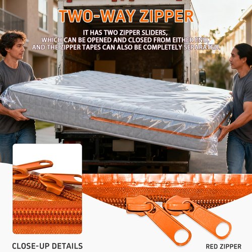 Gooo&Ma 6Mil Thicken Mattress Bag for Moving, Waterproof Zippered Mattress Cover for Storage, Reusable Plastic Encasement, Tear Proof Dust Proof Protection (Orange, Twin)