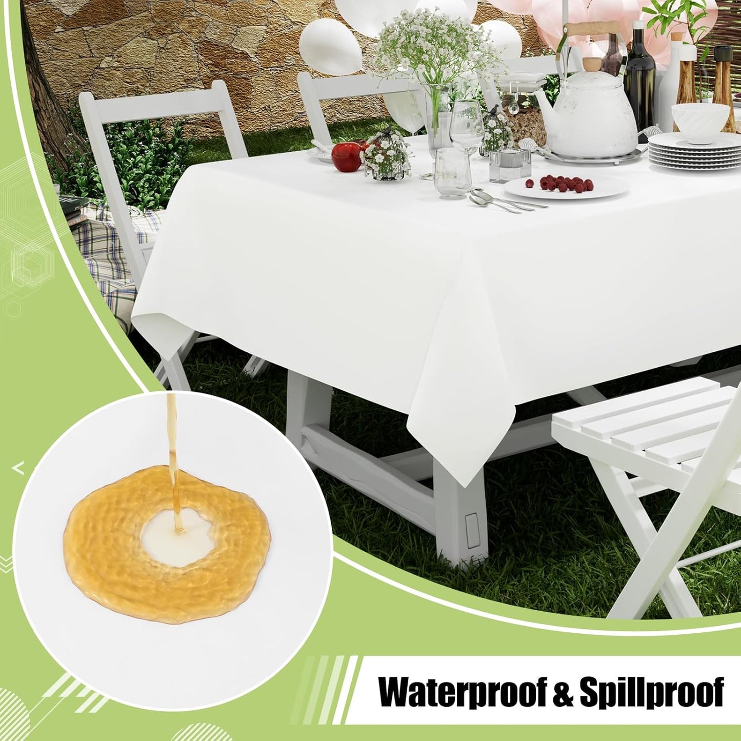 Smiry Disposable Table Cloth - Waterproof 54 x 108 Inch Rectangle Table Cover | 6 Pack, Sturdy & Leakproof, White