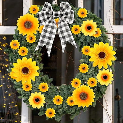 Sunflower Christmas Tree Decoration Kit - 62 Pcs with Ribbons, 4 Sizes