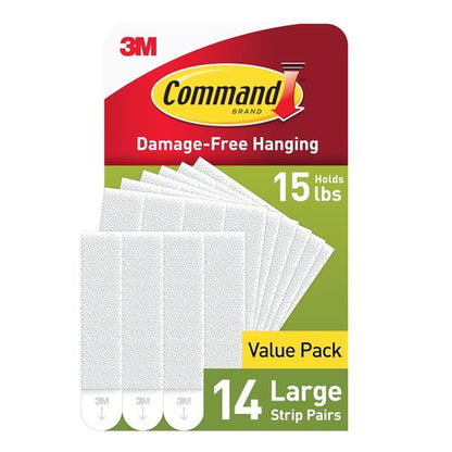 Command 15 lb Large Picture Hanging Strips - Damage-Free Wall Hangers for Home Decor | 14 Pairs (28 Strips)