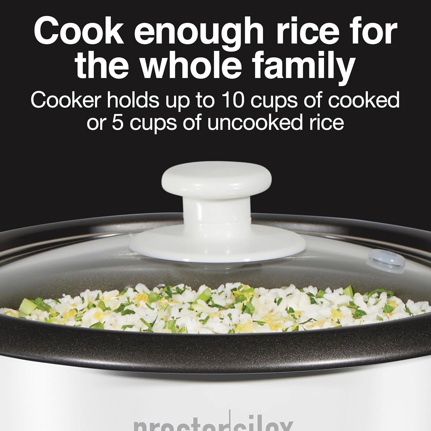Proctor Silex Rice Cooker & Food Steamer - 10 Cups Cooked Capacity, Includes Steam Basket, White