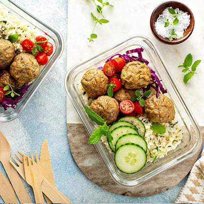 VERONES 22 OZ Glass Meal Prep Containers - Airtight BPA-Free Lunch Set | 10 Pack, Microwave & Oven Safe, Grey