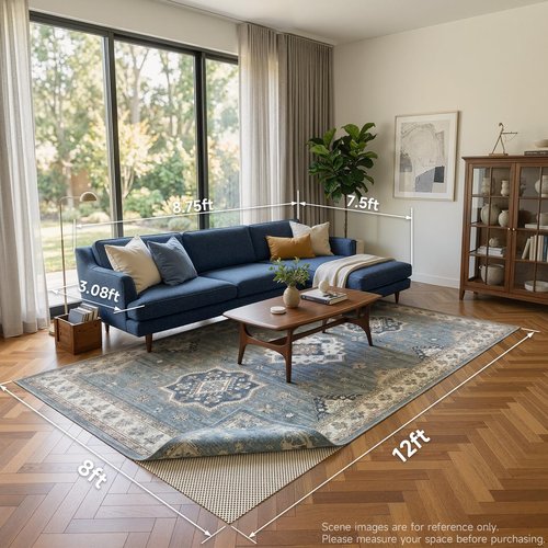 Veken 8x12 Ft Rug Pad Gripper for Hardwood Floors, Non Slip Rug Pads for Area Rugs, Thick Rug Grippers for Tile Floors, Under Carpet Anti Skid Mat, Keep Your Rugs Safe and in Place