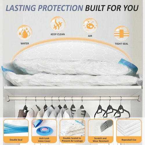 Cozy Essential Vacuum Storage Bags - 80% Compression Space Saver for Clothes & Bedding | 4 XXL Jumbo Bags