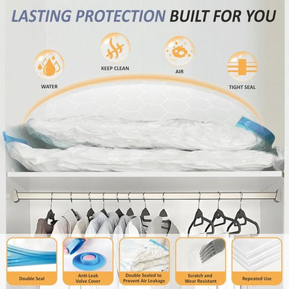 Cozy Essential Vacuum Storage Bags - 80% Compression Space Saver for Clothes & Bedding | 4 XXL Jumbo Bags
