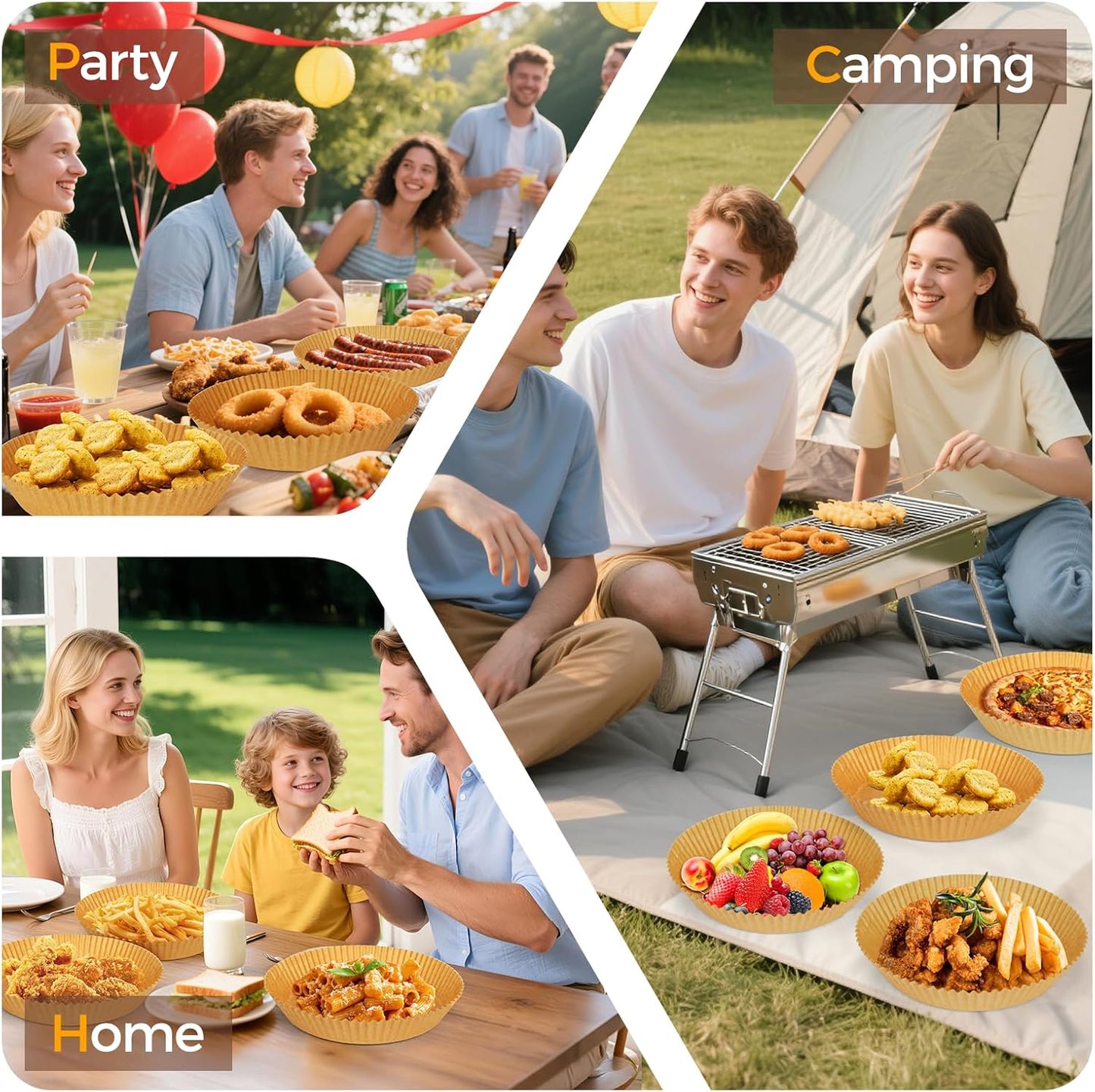 Unbleached Parchment Paper Liners - 250 Pcs 8" Round Disposable Air Fryer Liners | Non-Stick & Leakproof