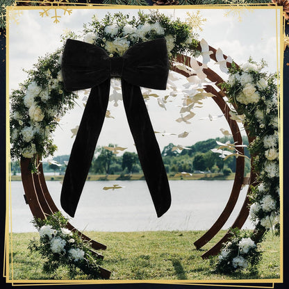 Suncalla Large Black Velvet Bow - 42 x 27 Inch Wedding & Party Decoration | Elegant Backdrop Decor