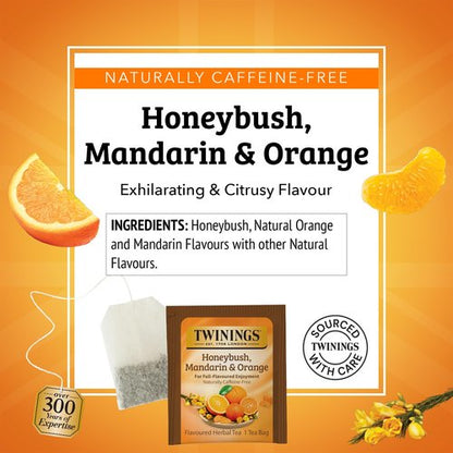 Twinings Honeybush, Mandarin, & Orange Herbal Tea Individually Wrapped Bags, 20 Count (Pack of 6), Naturally Caffeine-Free, Enjoy Hot or Iced, 120 Teabags