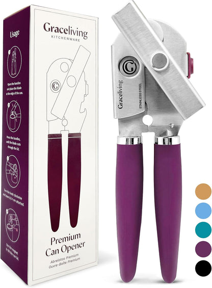 Skiennix Premium Multifunction Magnetic Can Opener | Heavy-Duty Stainless Steel with Easy Turn Knob - Mauve