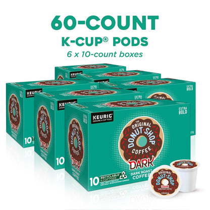 Original Donut Shop Dark Roast Coffee K-Cup Pods - 60 Count (6 Packs of 10) | Single-Serve Convenience