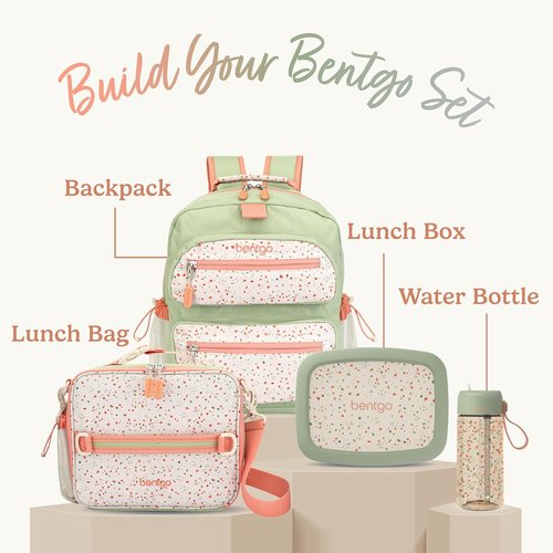 Bentgo Kids Lunch Bag - Durable Double-Insulated Lunch Bag for Kids 3+ | Water-Resistant Fabric & Zip Pockets (Geo Speckle)