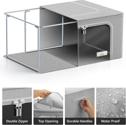 Sorbus Storage Bins - Stackable & Foldable Oxford Fabric Organizer Bags with Clear Window | Ideal for Bedding & Linen