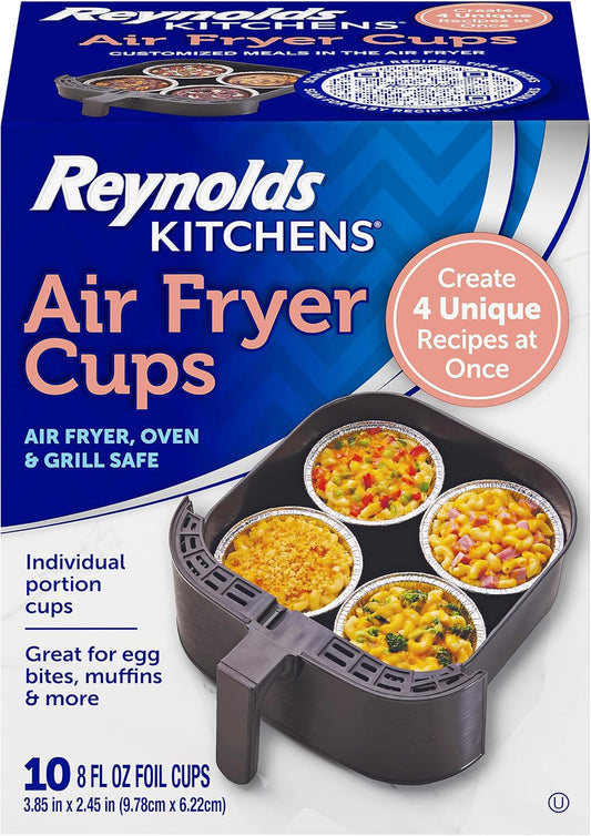 Reynolds Kitchens Air Fryer Cups - Perfect for Meal Prep & Picky Eaters | Oven-Safe, 10 Pack, 8 fl oz