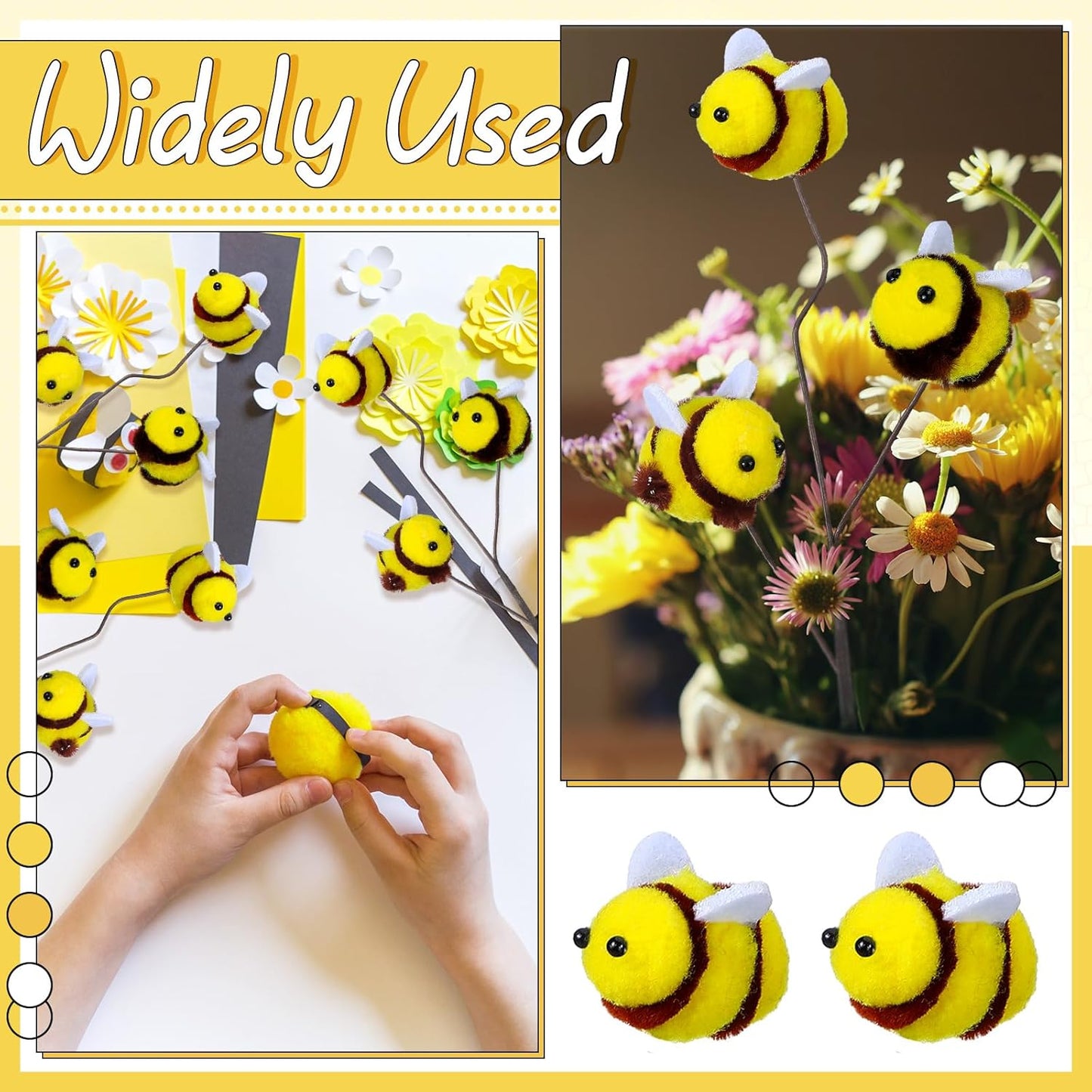 Suncalla 12 Pcs Felt Bee Stems - Adorable Honeybee Decorations for Baby Showers & Parties | Perfect for Vases & Centerpieces