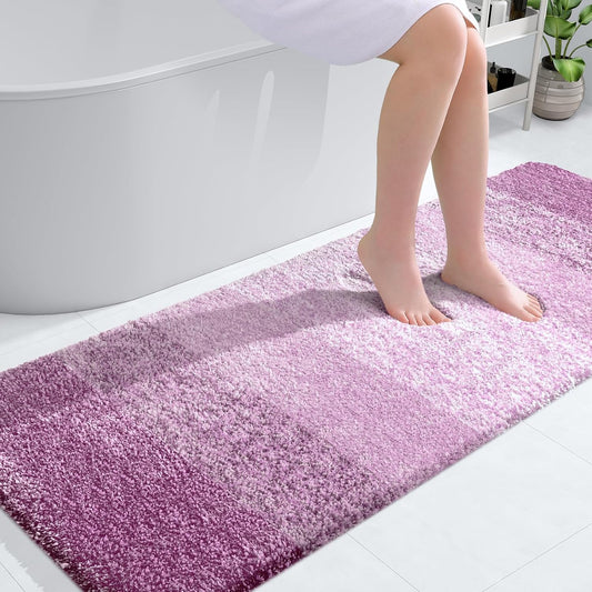 OLANLY Bathroom Runner Rug - Extra Soft Microfiber Mat with Rubber Backing | 59x24 Inches, Quick Dry, Pinkish-Purple