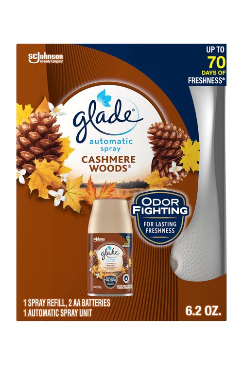 Glade Automatic Spray Refill and Holder Kit, Air Freshener for Home and Bathroom, Cashmere Woods, 6.2 Oz