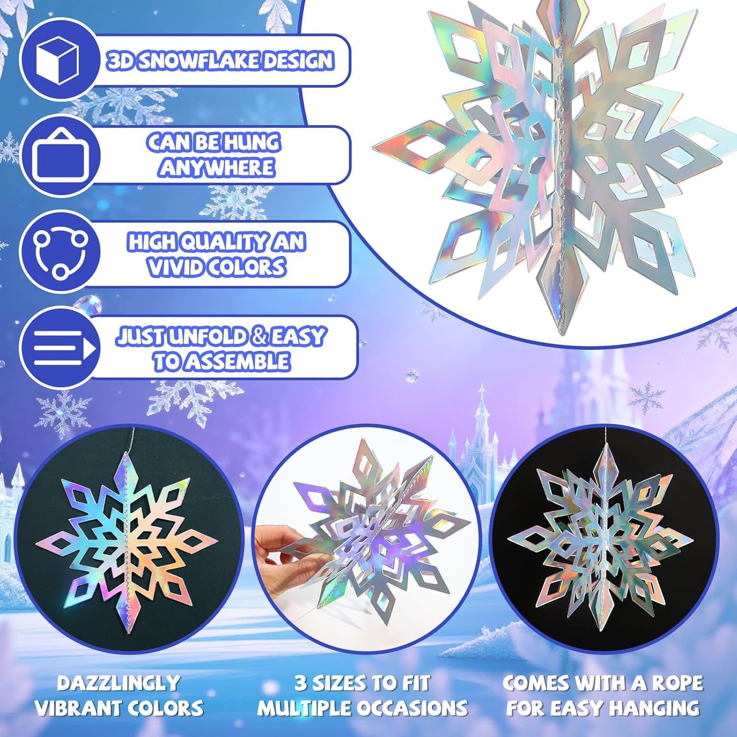 Snowflakes Decorations - Frozen Birthday Party Garland | Winter Wonderland Christmas Decor