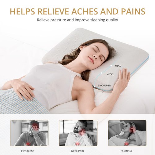 EGOHOME Bed Pillow Standard Size - Memory Foam Made in USA - for Side, Back and Stomach Sleepers, Neck Support with Washable & Removable Cover, Medium Soft, 1 Pack