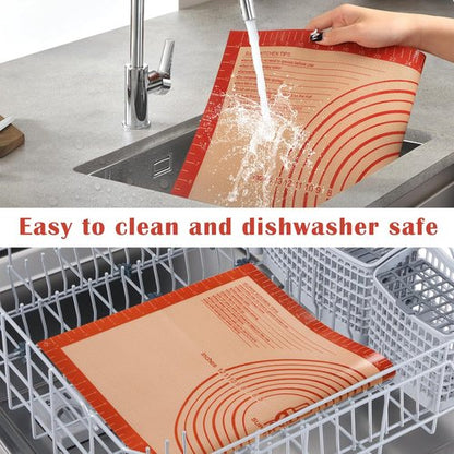 Folksy Super Kitchen Non-Slip Silicone Pastry Mat - Extra Large 16'' x 26'' with Measurements for Baking & Rolling