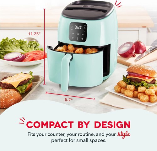 Dash Digital Tasti-Crisp™ Air Fryer - Compact 2.6 Quart Electric Fryer with Auto Shut-Off - Aqua