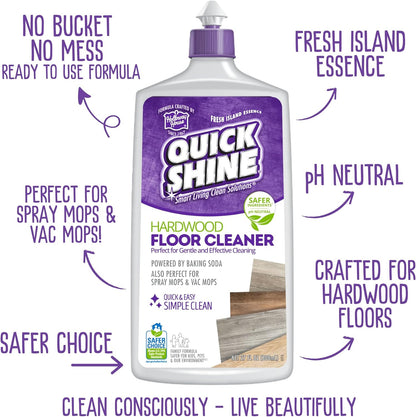 Quick Shine Hardwood Floor Cleaner - 27oz, 2-Pack | Streak-Free, No Rinse Formula | Safe & Effective Cleaning